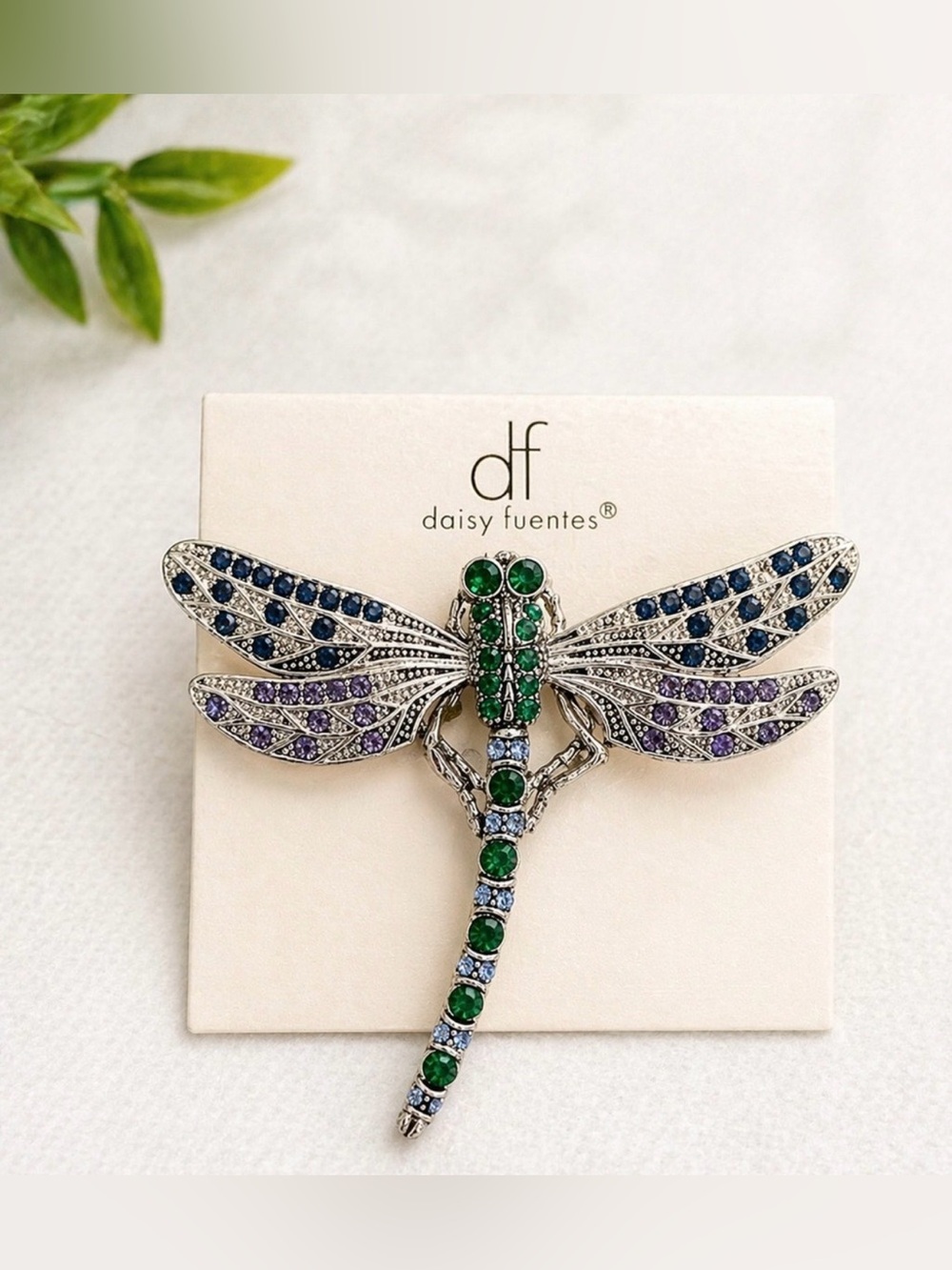 DAISY FUENTES Dragonfly Brooch with Green, Blue, and Purple Stones